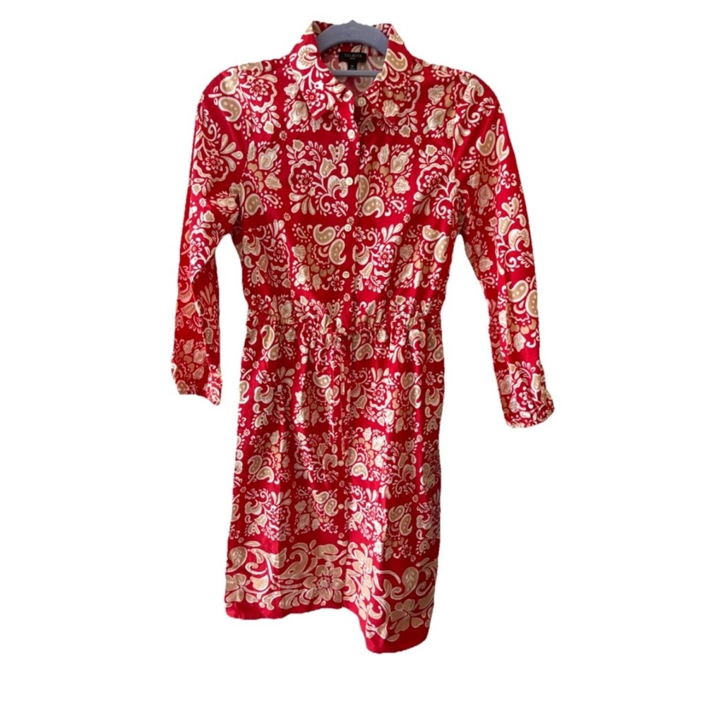 Talbots Red and White Paisley Midi Dress